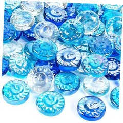 5 LB Flat Glass Stone – Decorative Marbles – Mixed Blues & Clear – Sun