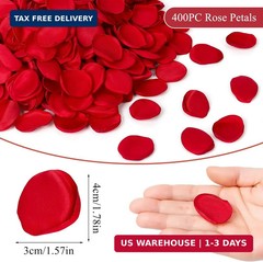 SITUMEIZI 400PCS Fake Red Rose Petals Artificial Silk Flower Red Petals for Wedd