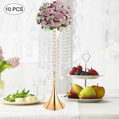 10Pcs Luxurious Acrylic Crystal Flower Stand Wedding Centerpieces on Floor Gold.