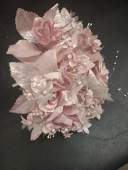 1970s Vintage Silk Wedding Bouquet or Throwaway, Satin Rose, Stephanotis, Pearls