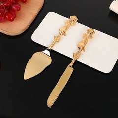 Personalized Gold Cake Knife Server Set Engraved Wedding Bridal Birthday Gift