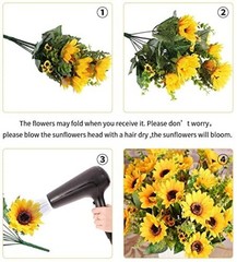 Artificial Sunflower Bouquets,2 Bunches Fake Flowers for Outdoors Baby Shower