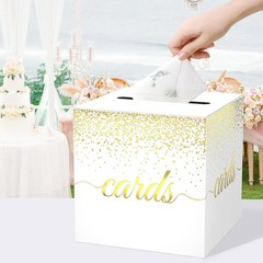 White Gold Cards Box for Birthday, Wedding, Bridal or Baby Shower, Graduation…
