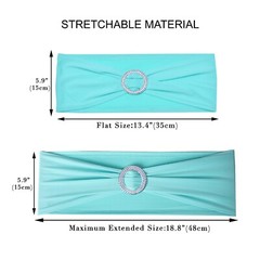 10pcs Turquoise Blue Spandex Stretch Chair Sash, Double Stitched Workmanship,…