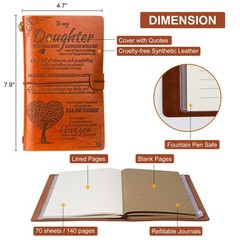 To My Daughter Gift Leather Journals from Mom or Dad, 140 Pages Writing Journ…
