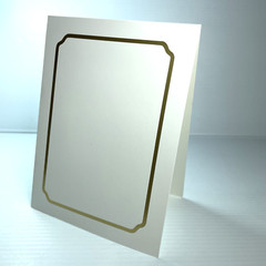 Gold Foil Program Wedding Invitation Card W Picture Photo Corner Cutout Top Fold