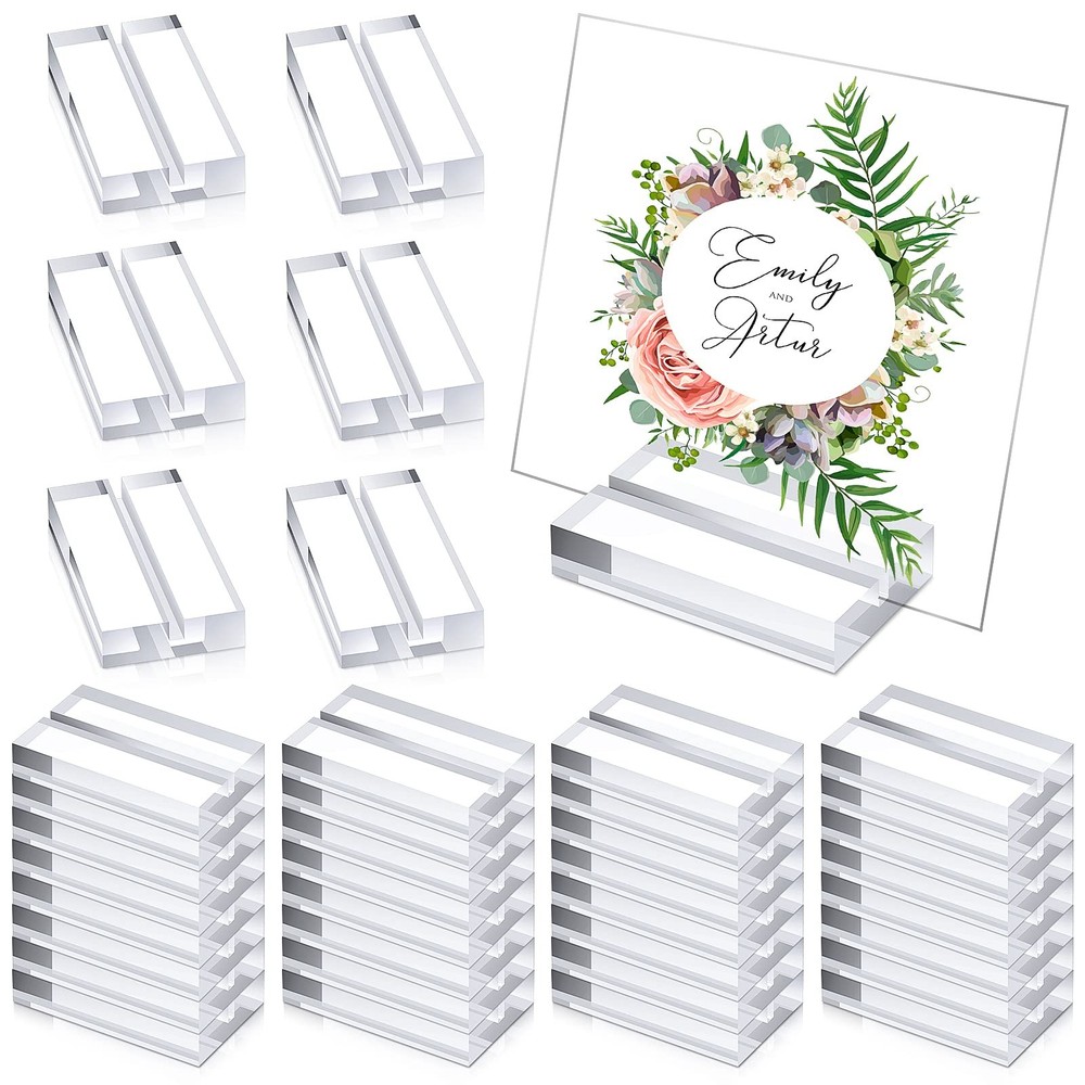 20 Pieces Acrylic Place Card Holders 2 Inch Clear Stands Base with 3 mm Card …