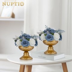 Flower Ball Arrangement Bouquet: Pcs 9.4 inch Diameter 10 Dusty Blue & White