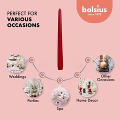 BOLSIUS Dark Red Taper Candles – 4 Pack Unscented 10 Inch 10 inch,