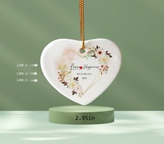 Personalized Heart Ornament – Custom 3 Lines Couple Gift Wedding Keepsake