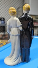 Vintage Bisque Wedding Cake Topper Bride & Groom made in Japan 1940s 5 Inch