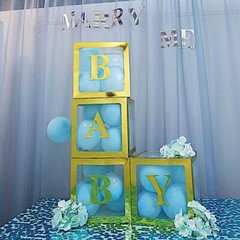 GOLD 12″ Transparent Balloon Boxes with Metallic Trim Centerpiece Decorations