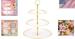 Elegant 3-Tier Cupcake Stand with Gold Edges for Stunning Dessert Displays