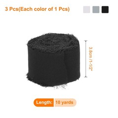 3 Rolls Chiffon Ribbon 1-1/2″ 10Yard Black/White/Light Grey