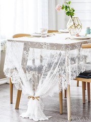 BOXAN 60×120 Inch Gorgeous White Lace 120″ x 60″ (Rectangular),
