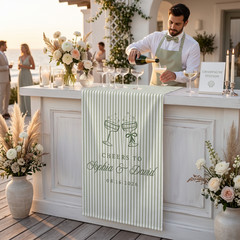 Personalized Wedding Bar Sign, Custom Engagement Cocktail Hour Bar Table Runner
