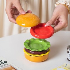 Tuchaca Mini Ceramic Sauce Plates Sets 6 Pieces Cute Hamburg Style Dessert