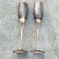 Vintage Silver Plate Toasting Flute Wedding Goblets Made by Things Remembered
