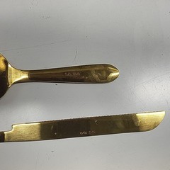 EISINLY Gold Stainless Steel Cake Knife & Server Set, Two-Piece, Glossy Finish