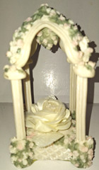 VTG LILLIAN ROSE GARDEN WEDDING PINK ROSES GAZEBO 6″ FIGURINE CAKE TOPPER