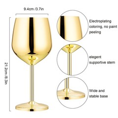 Set of 6 Stainless Steel Wine Glass 18 oz Unbreakable Glasses for Travel, Cam…