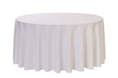 1 White Round 120″ inch Tablecloth Polyester 5′ Feet Wedding Table Cover USA