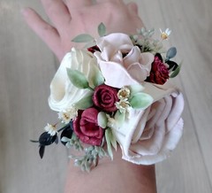 Burgundy & Pink Bridal Bouquet Blush Sola Wood Flower Artificial Bridesmaid Prom