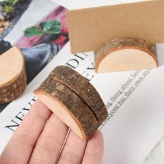 Luckforest Wood Place Card Holders with Kraft Cards, 20 Pcs Half-Round