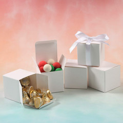 100Pcs Wedding Favor Boxes, Paper Gift Boxes 3X3X3 Inches Small Gift Boxes with