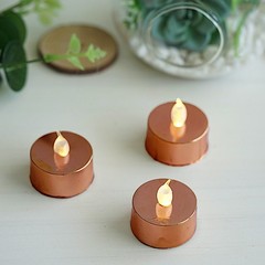 METALLIC ROSE GOLD 12 LED Tealight Candles Lights Party Wedding Centerpieces