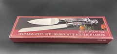 Vintage Wedding 2 Pc Hostess Set – Stainless Steel, Diamond Cut Acrylic Handles