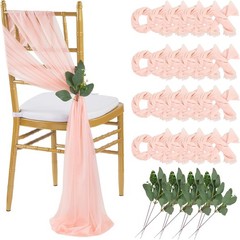 Blush Chair SashesWedding Aisle Decorations:24Packs 8ft Long Draping