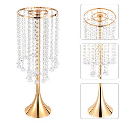 10Pcs Luxurious Acrylic Crystal Flower Stand Wedding Centerpieces on Floor Gold.