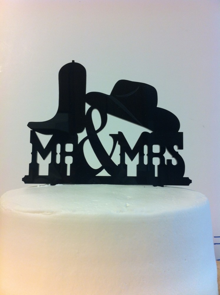 Western Boot Hat MR & MRS Wedding Cake Topper MADE In USA…..Ships from USA