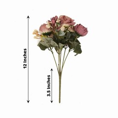 DUSTY ROSE 2 Bouquets 12″ SILK FLOWERS Assorted Artificial Floral Bushes Party