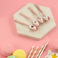 120 ROSE GOLD 4″ long Dessert Spoons Wedding Party Events Disposable Tableware