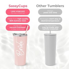 Bride 22oz Stainless Steel Insulated Wedding Party Tumbler Blush Gift Boxed New