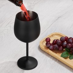 Lifecapido Stainless Steel Wine Glasses Set of 2, 18oz Stainless Steel Stem W…