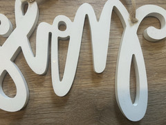 Mr & Mrs sign for wedding chairs White Cursive Burlap