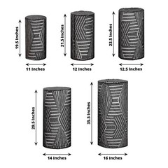 5 BLACK Geometric Sequins Cylinder Display STAND COVERS Set Party Decorations