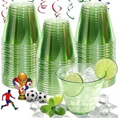 9 oz Clear Plastic Cups Plastic Disposable Cups for Cocktail Pack 50 Green