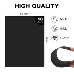 50 Pack Black Cardstock 8.5 x 11, Goefun 65lb Card Stock 8.5×11-65lb, black