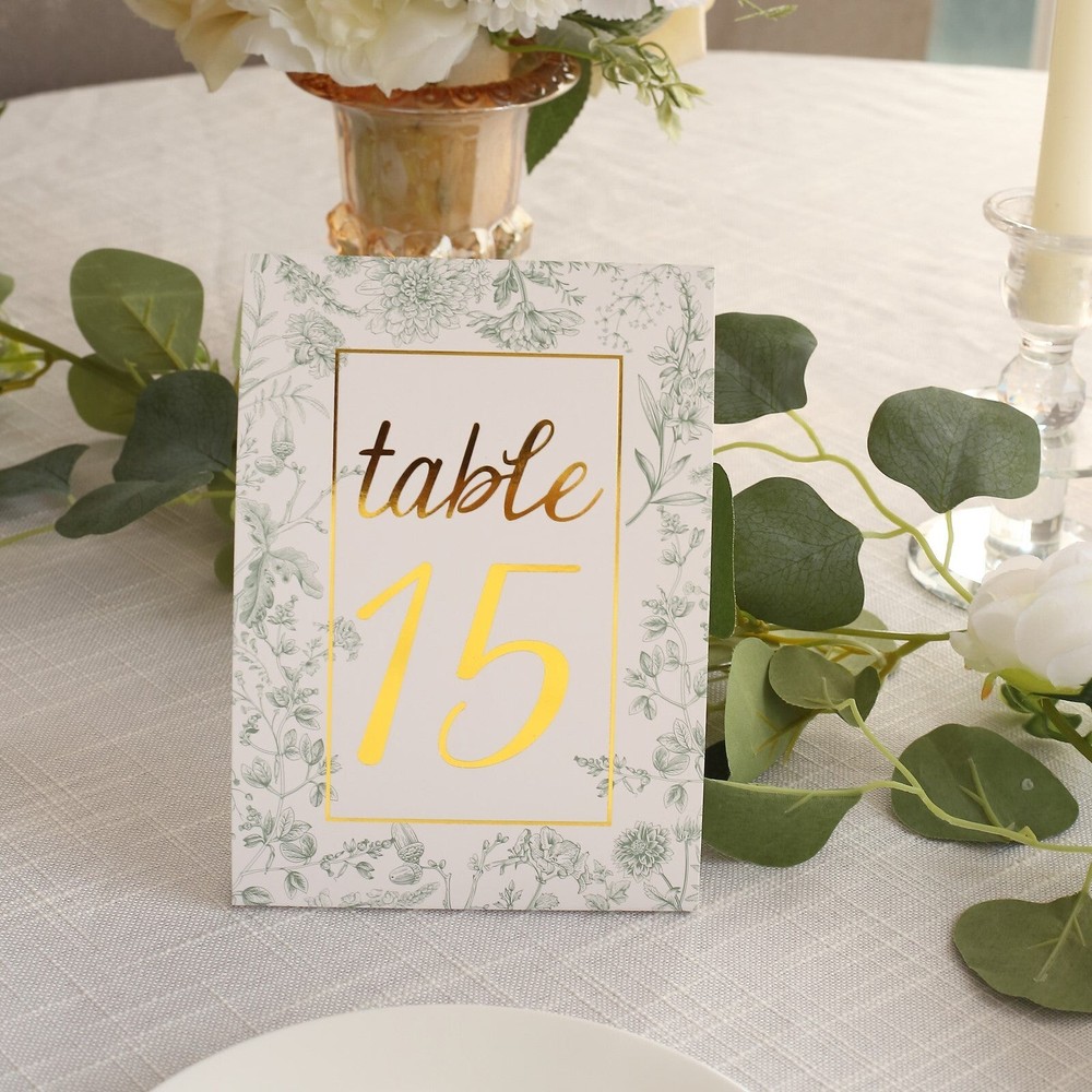25 pcs 7″ Double Sided TABLE NUMBERS Sign Holders Paper STANDS Decorations