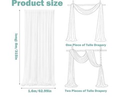 White Wedding Tulle Arch Draping Fabric 160×800 cm – 63” x 315”