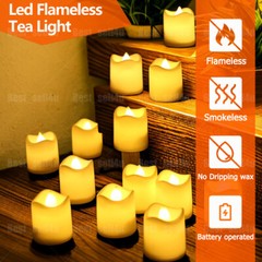 24/48PCS Flameless LED Tea Lights Votive Candles Lamp Decor Battery Operated Set