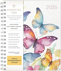 Essential PRO 2026 Daily, Weekly & Monthly 7″ x 9″ Watercolor Butterflies