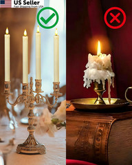Homemory 6 Pack Flameless Taper Candles, No Remote, of 6, Ivory 6