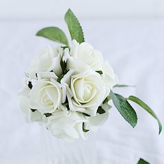 24 IVORY 2″ Mini FOAM ROSE Flowers Stems Wedding Events Decorations Supplies