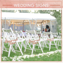 6 Pieces Wooden Reserved Row Signs for Wedding Chairs Wood Hanging Reserved Seat