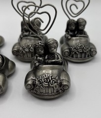 Just Married Pewter Place Card Holder Car Bride/Groom/Heart Wedding Set Of 7